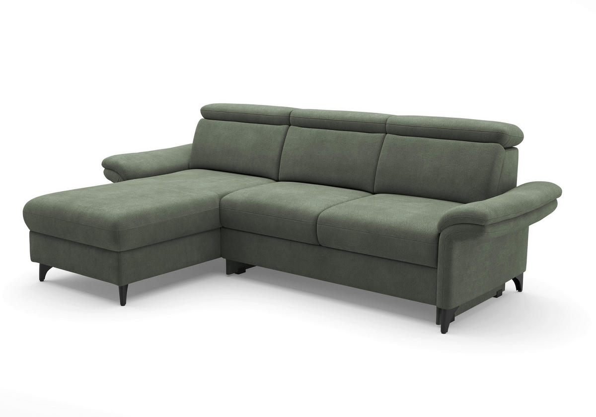 ECKSOFA GLENDALE E in Flachgewebe Dunkelgrün  166/253 cm  - Dunkelgrün/Schwarz, KONVENTIONELL, Textil/Metall (166/253cm) - Sit & More