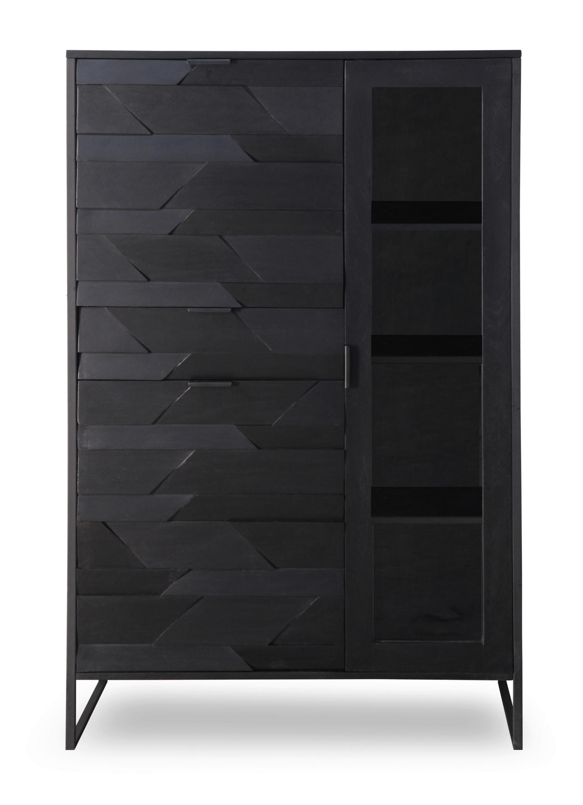 HIGHBOARD Schwarz  95/148/40 cm  - Schwarz, Trend, Glas/Holz (95/148/40cm) - Ambia Home