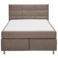 BOXSPRINGBETT 140/200 cm  in Hellbraun  - Hellbraun/Alufarben, KONVENTIONELL, Textil/Metall (140/200cm) - Dieter Knoll
