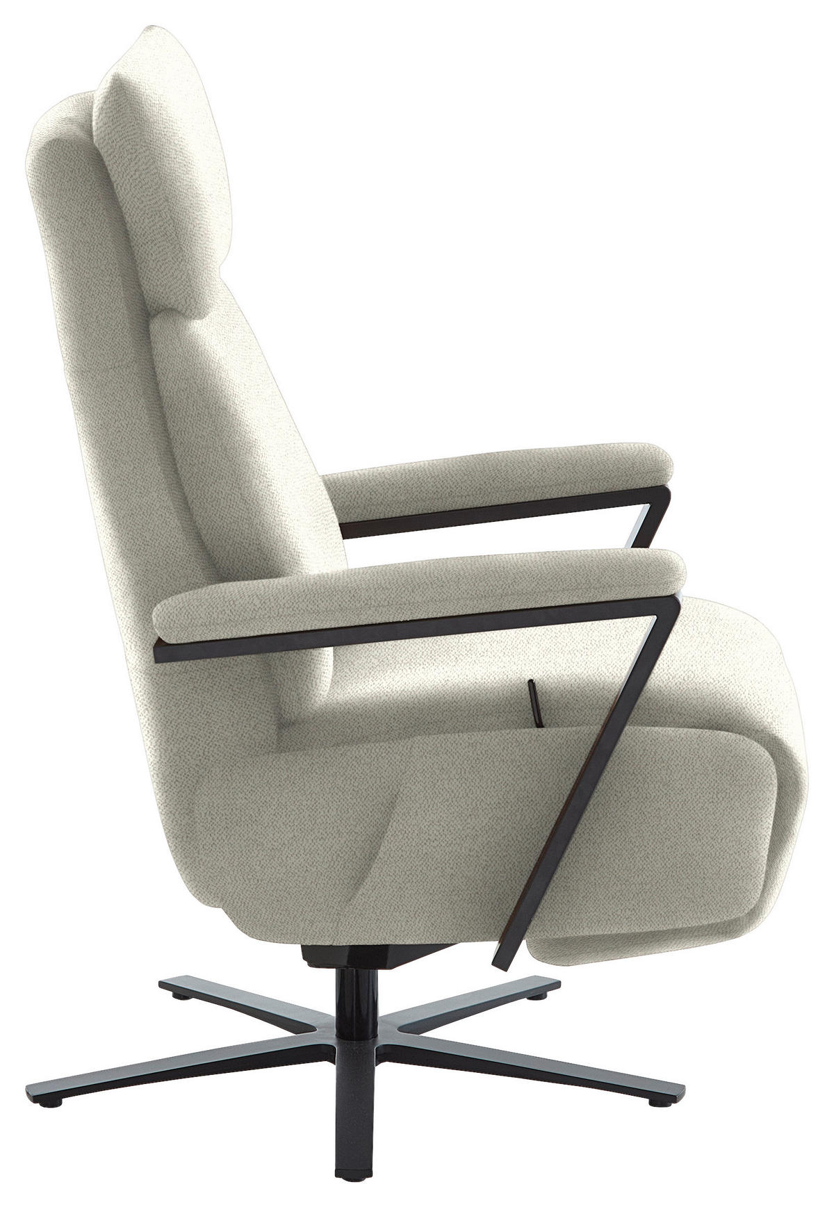 RELAXSESSEL in Textil Creme  - Creme/Schwarz, Design, Textil/Metall (68/117/85cm) - Cantus