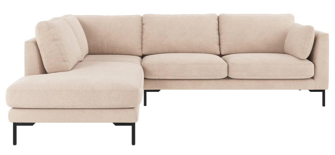SOFFA i beige  - beige/svart, Klassisk, metall/trä (266/83/226cm) - Rowico