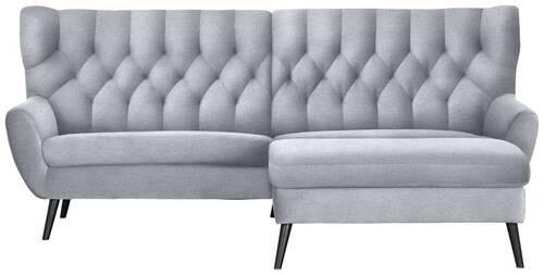 ECKSOFA in Flachgewebe Hellgrau  - Hellgrau/Schwarz, Design, Holz/Textil (237/165cm) - Stylife