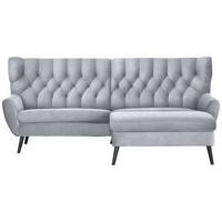 ECKSOFA in Flachgewebe Hellgrau  - Hellgrau/Schwarz, Design, Holz/Textil (237/165cm) - Stylife