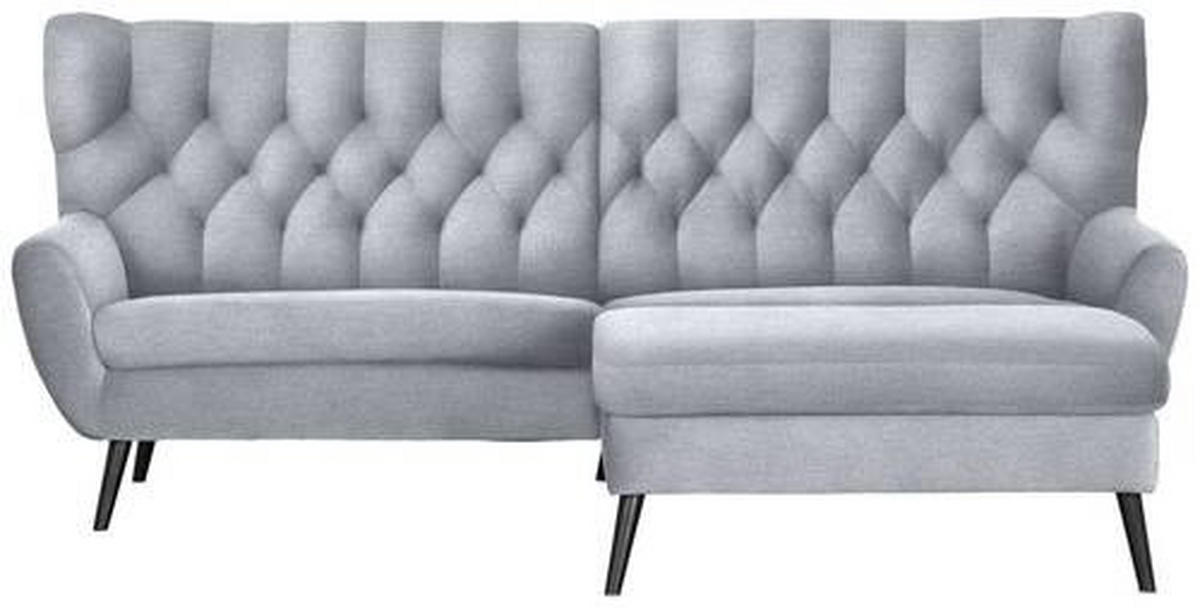 ECKSOFA in Flachgewebe Hellgrau  - Hellgrau/Schwarz, Design, Holz/Textil (237/165cm) - Stylife