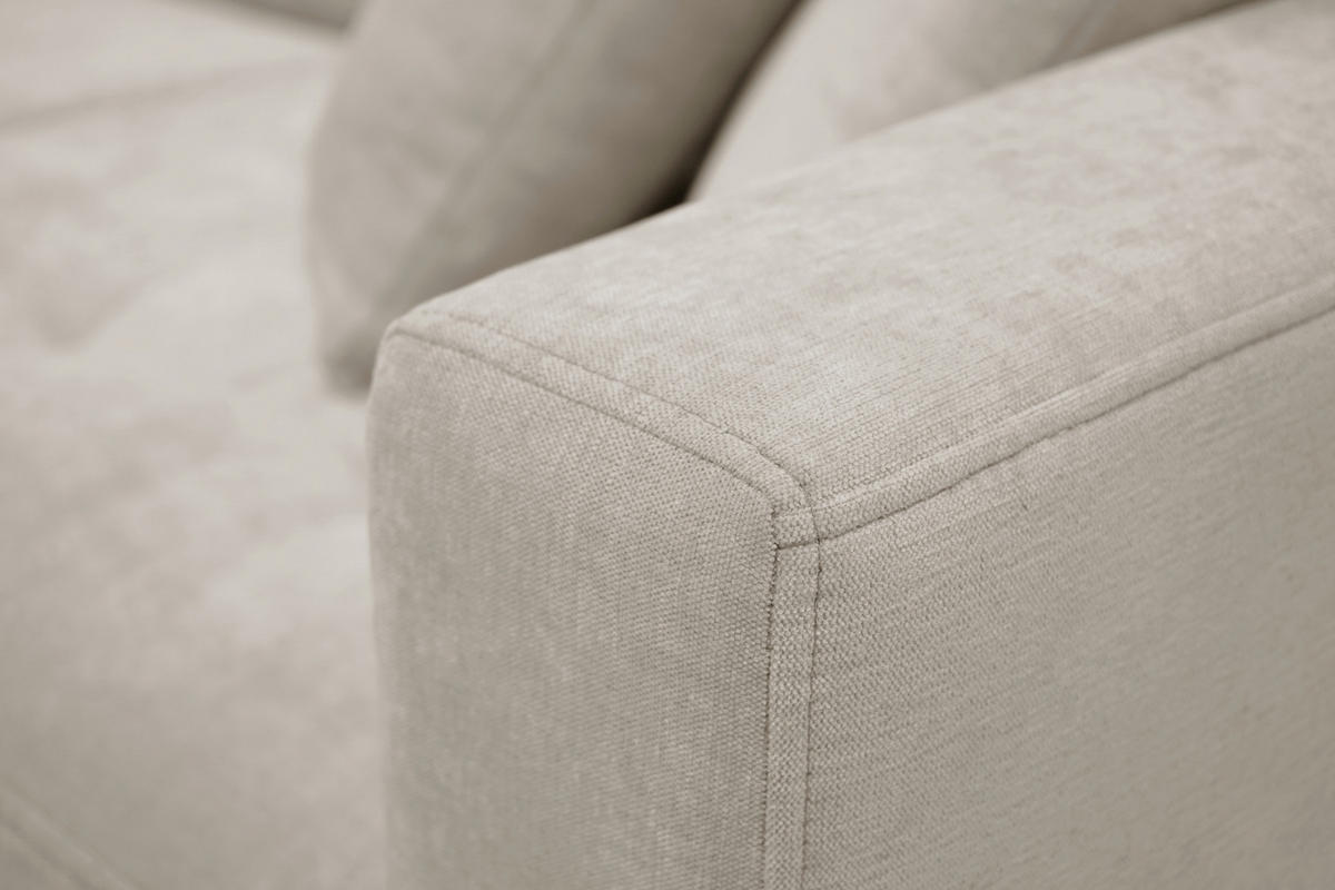 ECKSOFA Chenille Creme  - Creme/Naturfarben, Design, Holz/Textil (160/231cm) - Livetastic