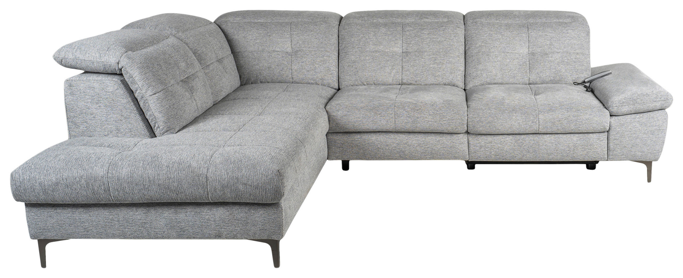 ECKSOFA Grau Webstoff Rücken echt, Relaxfunktion  - Schwarz/Grau, KONVENTIONELL, Textil/Metall (225/288cm) - Carryhome