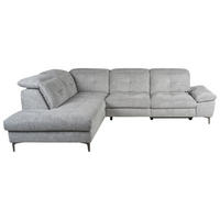 ECKSOFA Grau Webstoff Rücken echt, Relaxfunktion  - Schwarz/Grau, KONVENTIONELL, Textil/Metall (225/288cm) - Carryhome
