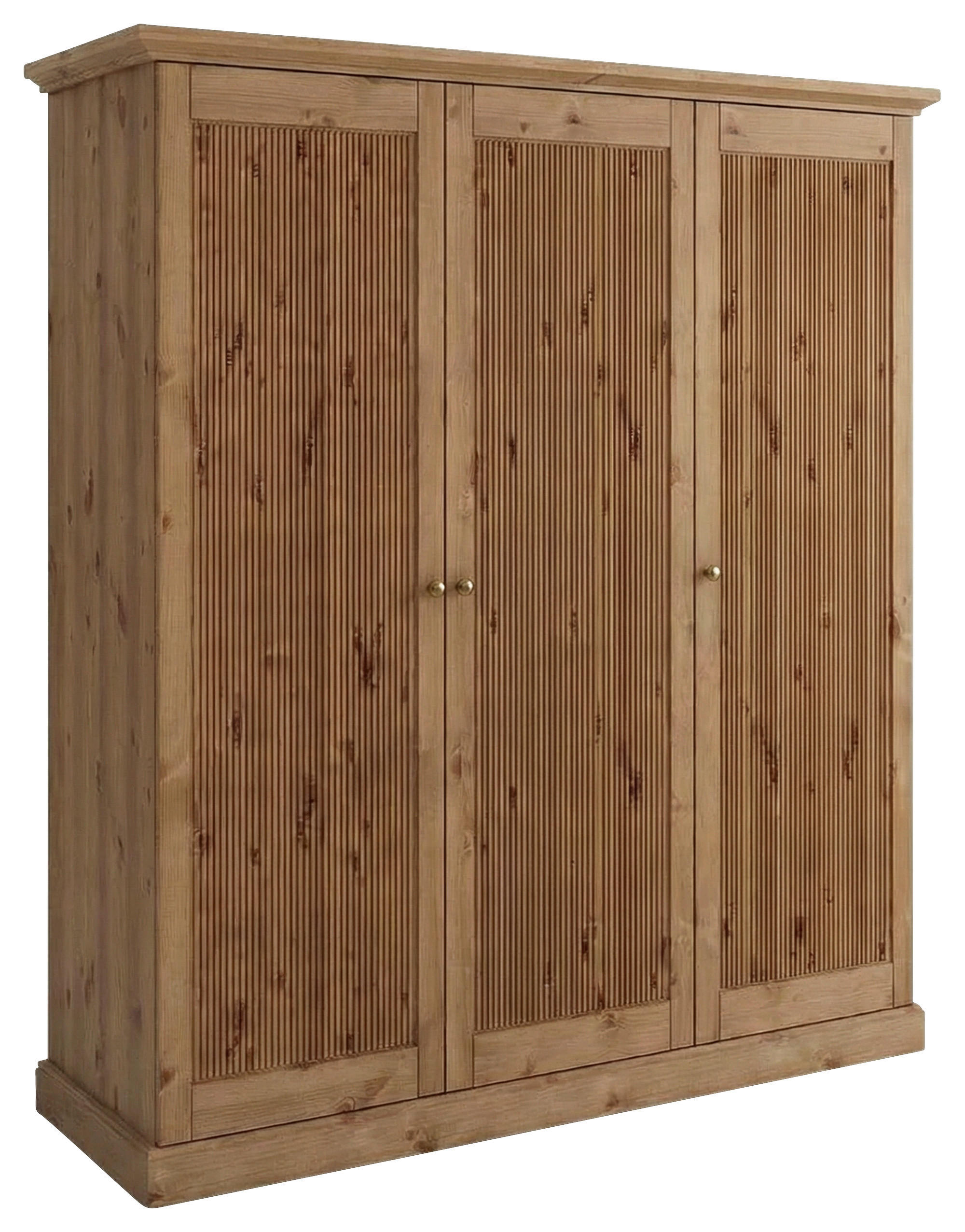 KLEIDERSCHRANK 189/213/63 cm,  in Eichefarben, 3 Tür(en)-türig  - Eichefarben/Silberfarben, KONVENTIONELL, Holz/Metall (189/213/63cm) - Linea Natura