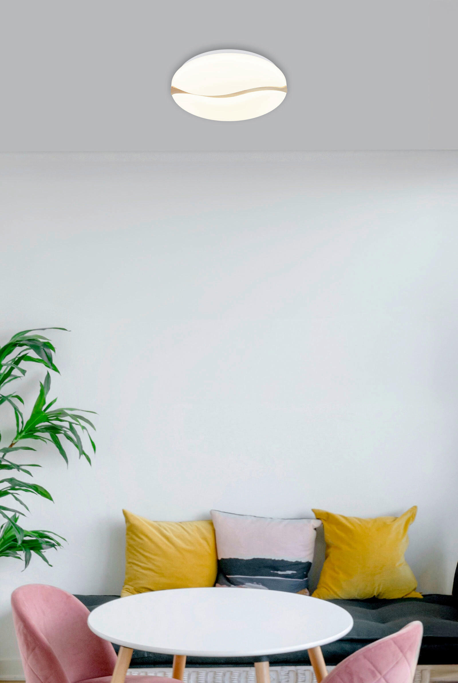 LED-DECKENLEUCHTE LETICIA 33/7 cm   - Braun/Weiß, Basics, Holz/Kunststoff (33/7cm) - Globo