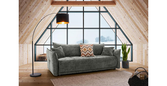 BOXSPRINGSOFA in Chenille Greige - Greige/Schwarz, MODERN, Kunststoff/Textil (235/95/108cm) - Hom`in