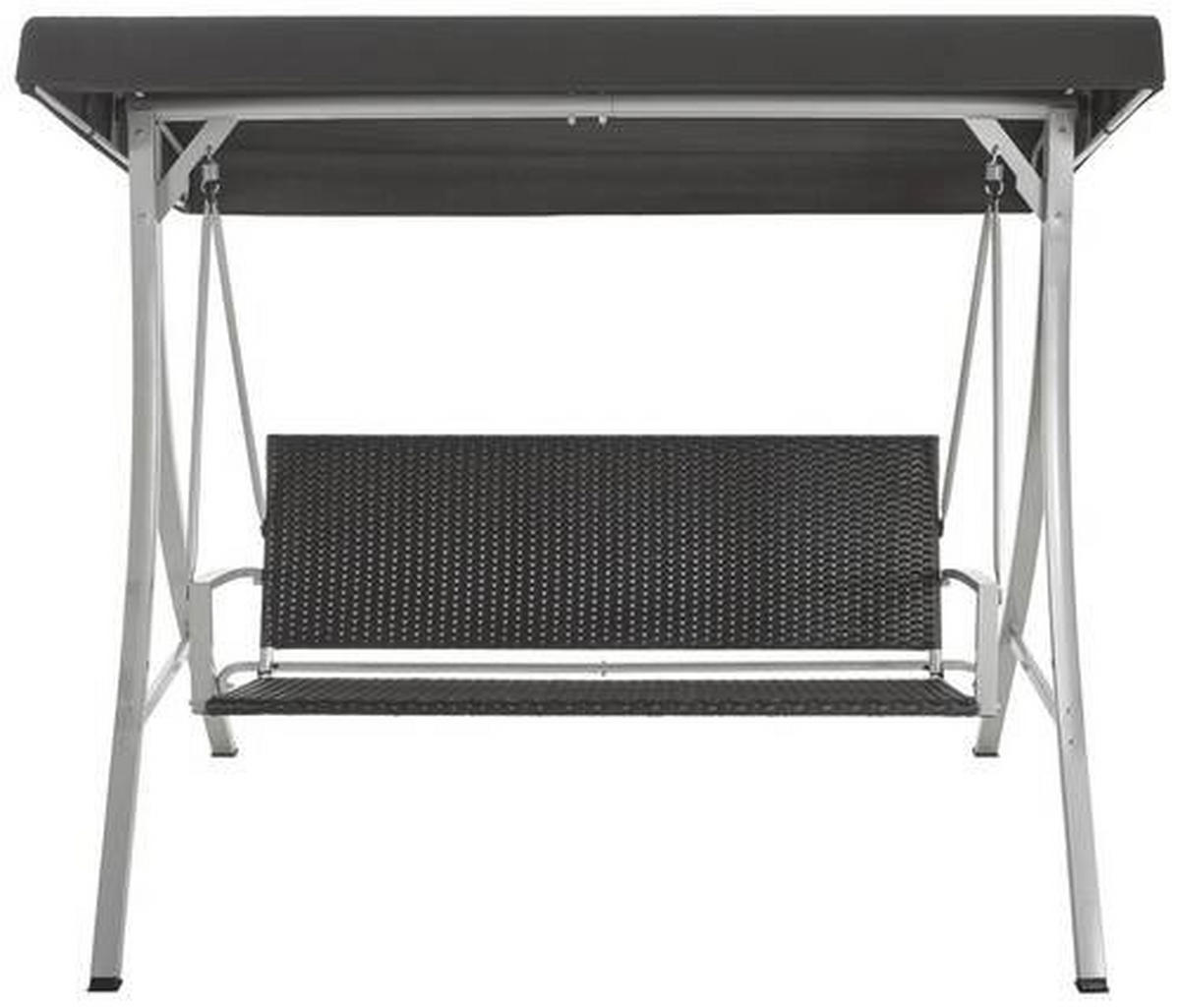 HOLLYWOODSCHAUKEL 180/166/120 cm  - Silberfarben/Schwarz, KONVENTIONELL, Kunststoff/Textil (180/166/120cm) - Xora