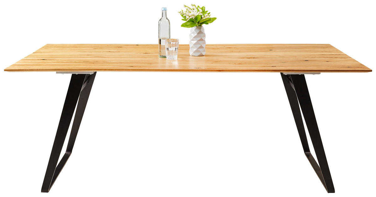 ESSTISCH in Holz 220/100/77 cm  - Eichefarben/Schwarz, Design, Holz/Metall (220/100/77cm) - Musterring