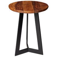 BEISTELLTISCH 35/35/45 cm Sheesham massiv Sheeshamfarben rund  - Sheeshamfarben/Schwarz, Design, Holz/Metall (35/35/45cm) - MID.YOU