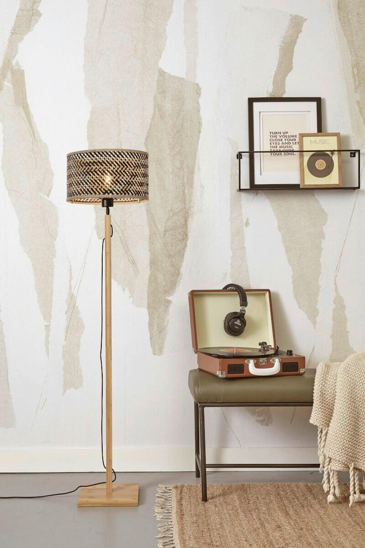 STOJACÍ LAMPA, 58/32/150 cm - černá/přírodní barvy, Trend (58/32/150cm) - Good & Mojo