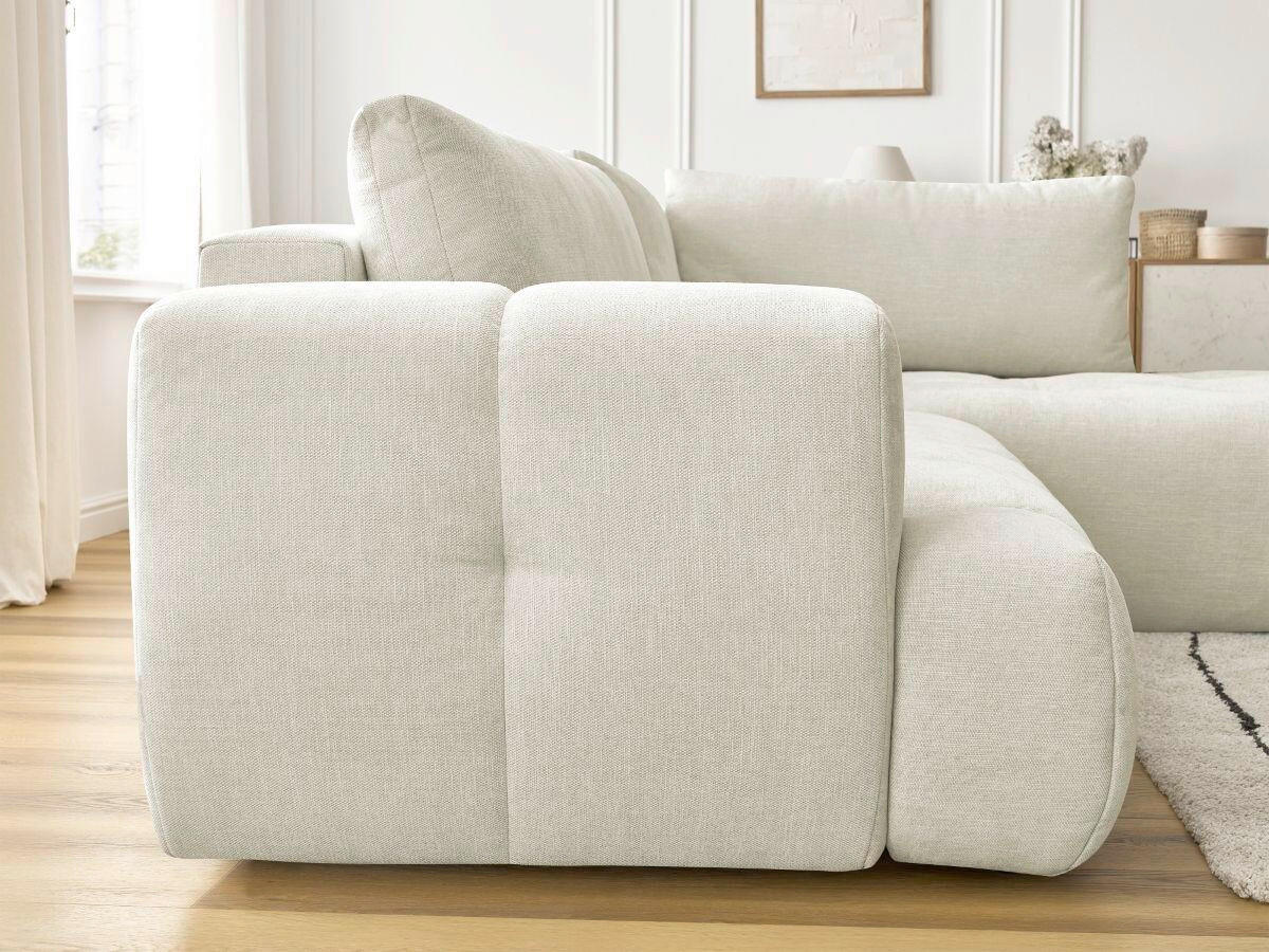 ECKSCHLAFSOFA FUJI Leinenoptik Beige  inkl.  - Beige/Schwarz, MODERN, Kunststoff/Textil (282/204cm)