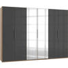 DREHTÜRENSCHRANK in Grau, Eichefarben  - Chromfarben/Eichefarben, Modern, Glas/Holzwerkstoff (300/216/58cm) - MID.YOU
