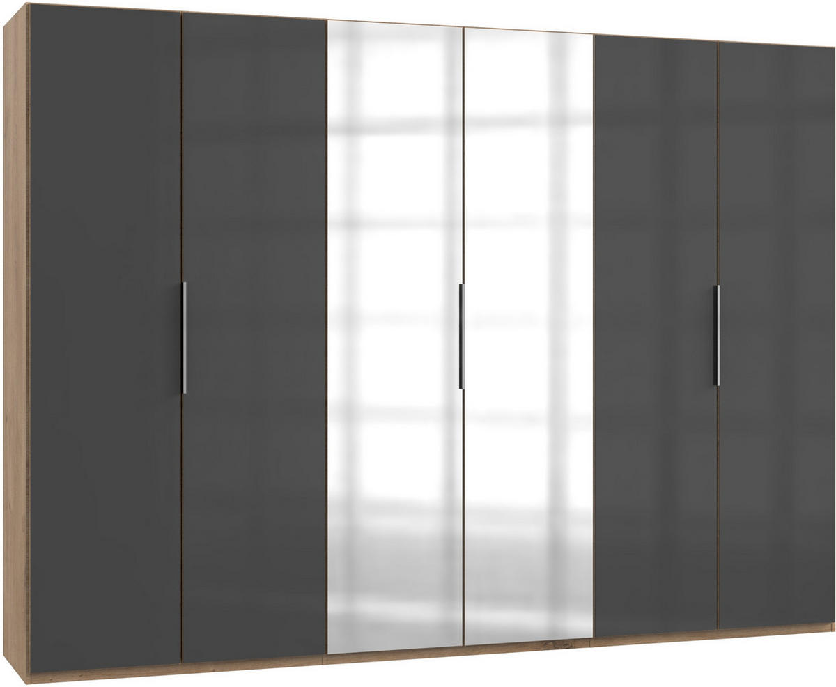 DREHTÜRENSCHRANK in Grau, Eichefarben  - Chromfarben/Eichefarben, Modern, Glas/Holzwerkstoff (300/216/58cm) - MID.YOU