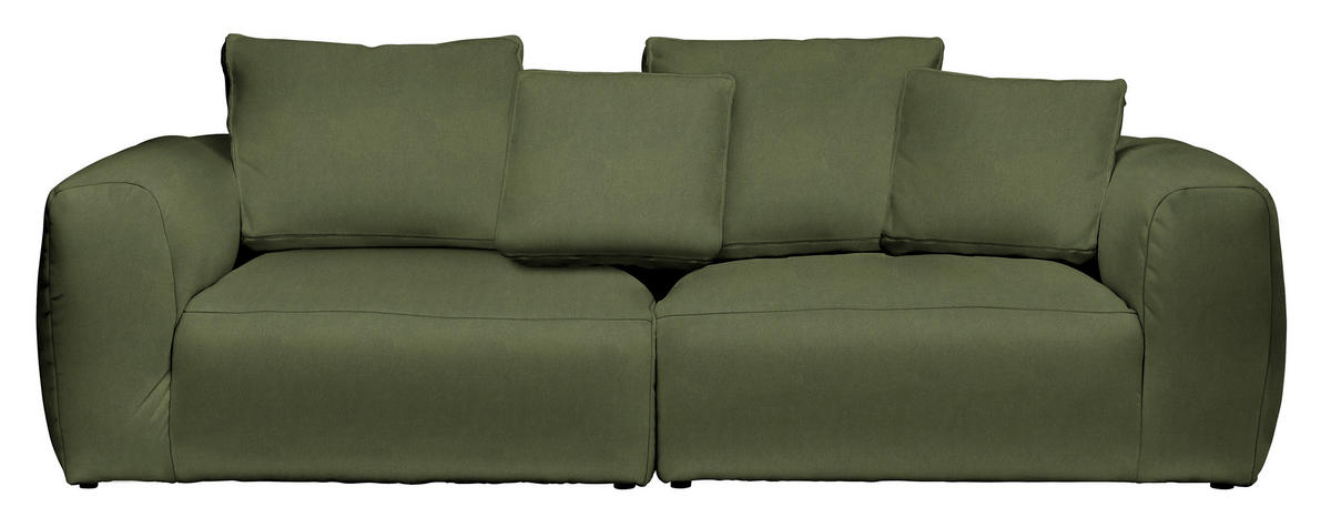 BIGSOFA Samt Dunkelgrün  - Dunkelgrün/Schwarz, MODERN, Kunststoff/Textil (260/70/122cm) - Carryhome