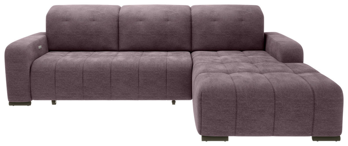 ECKSOFA VICARI in Mikrofaser Bordeaux  292/185 cm  - Bordeaux/Schwarz, MODERN, Textil/Metall (292/185cm) - Livetastic