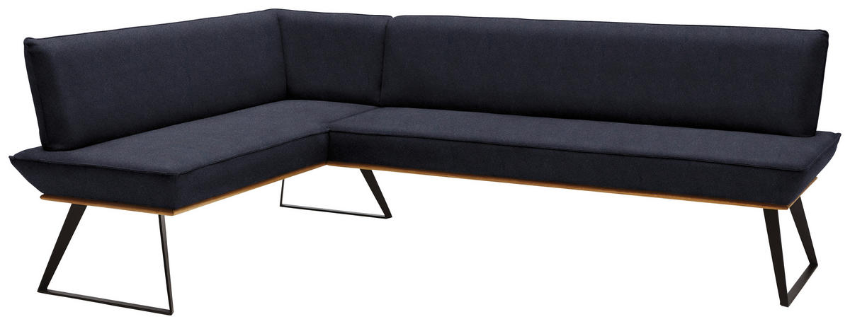 ECKBANK in Holz, Metall, Textil Schwarz, Eichefarben  - Eichefarben/Schwarz, Design, Holz/Textil (163/223cm) - Voleo