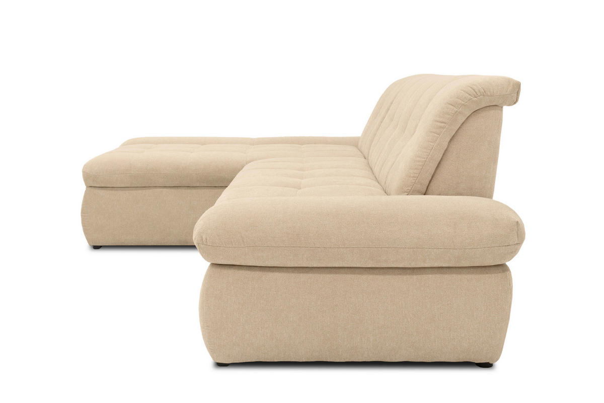 ECKSOFA Beige Mikrofaser  - Chromfarben/Beige, KONVENTIONELL, Textil/Metall (172/300cm) - MID.YOU