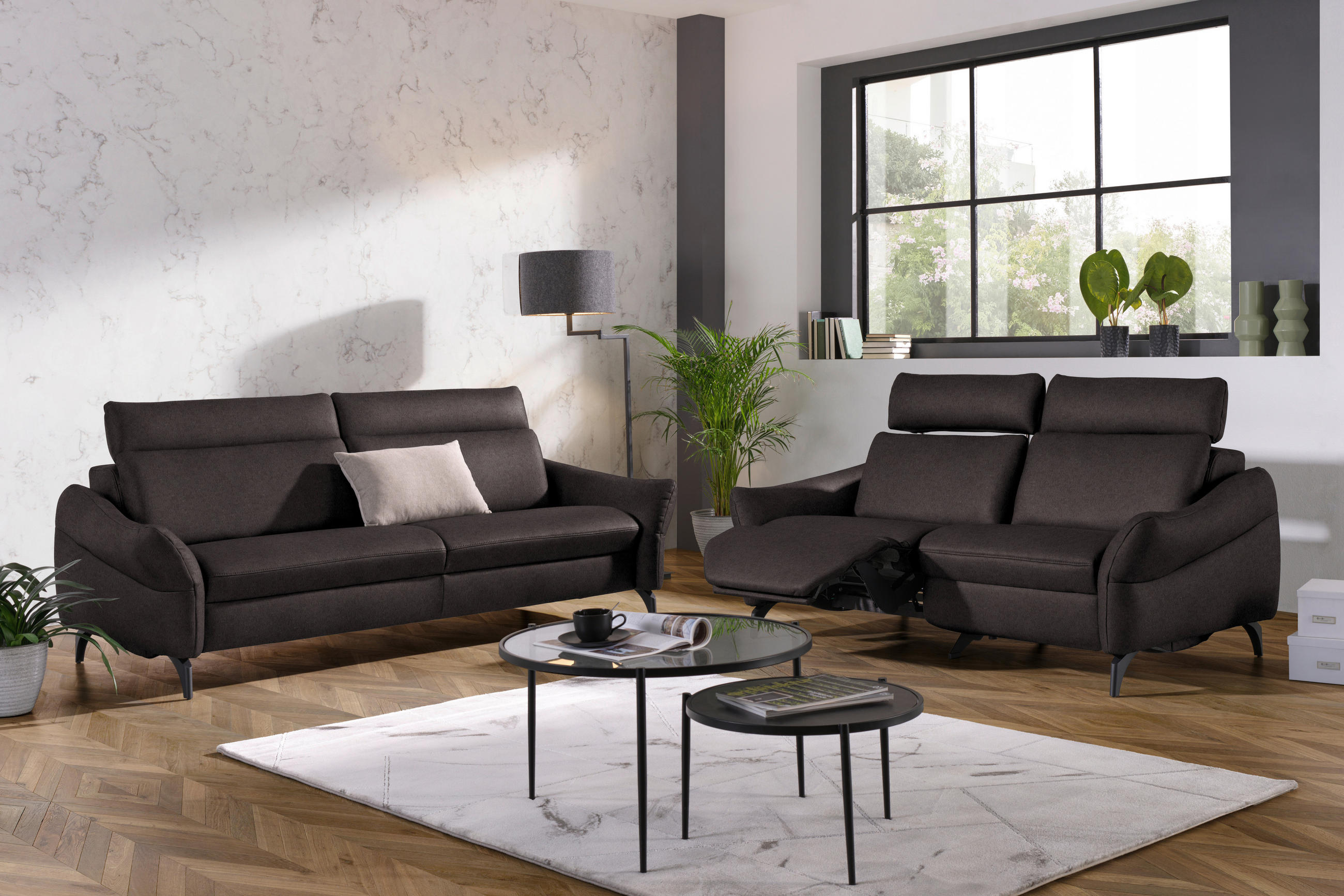 2-SITZER-SOFA in Leder Dunkelbraun  - Anthrazit/Dunkelbraun, Design, Leder/Metall (187/92/97cm) - Himolla Komfortklass