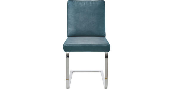 SCHWINGSTUHL in Stahl Mikrofaser - Chromfarben/Graublau, Design, Textil/Metall (46/92/60cm) - Dieter Knoll