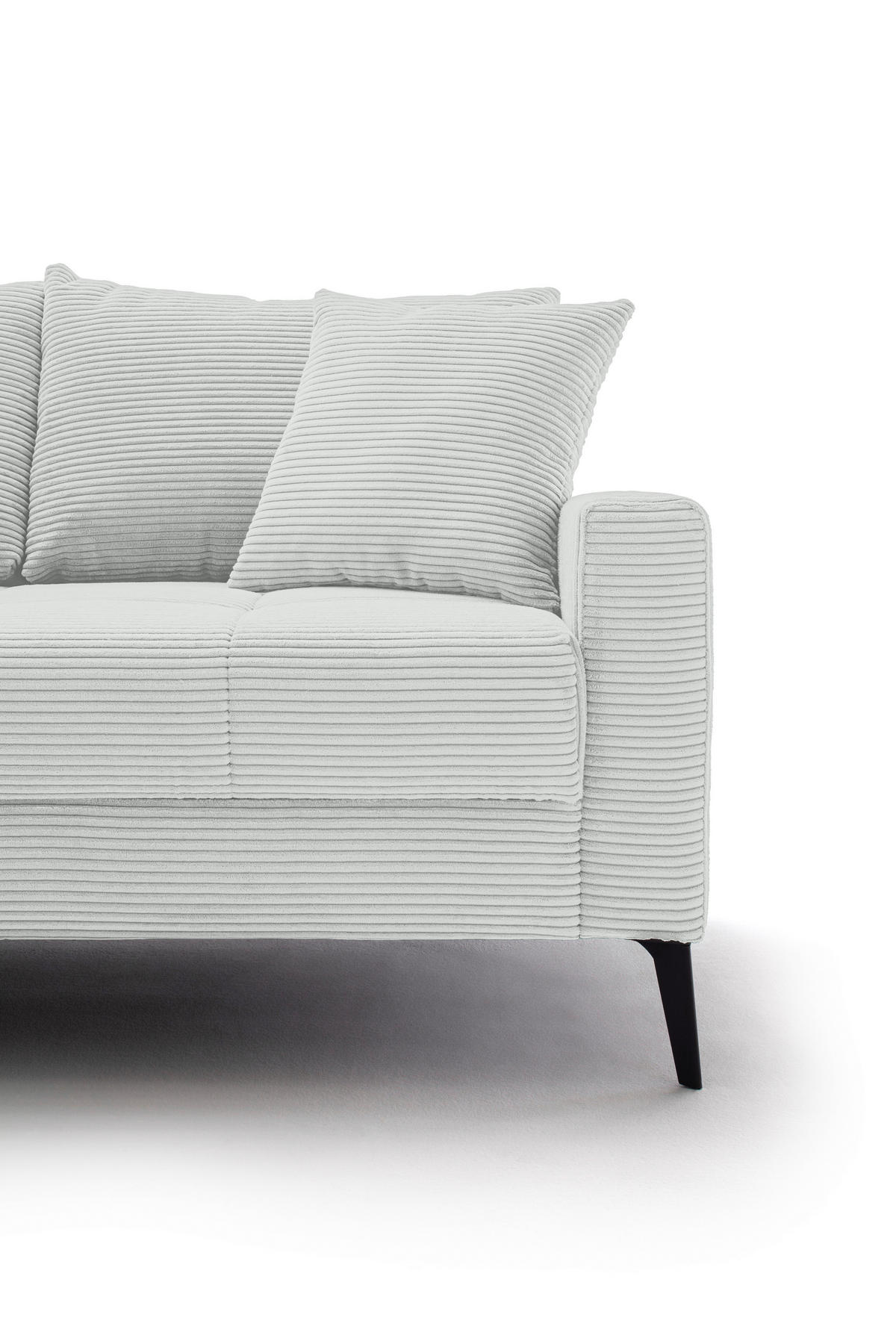 ECKSOFA Elfenbein Cord  - Elfenbein/Schwarz, KONVENTIONELL, Textil/Metall (173/280cm) - Hom`in