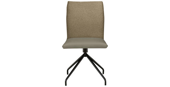 STUHL  , Stoffauswahl, Typenauswahl, Sitzfläche 360° drehbar  , Webstoff, Mikrofaser  ,  - Graubraun/Schwarz, Design, Textil/Metall (49/91/60cm) - Moderano