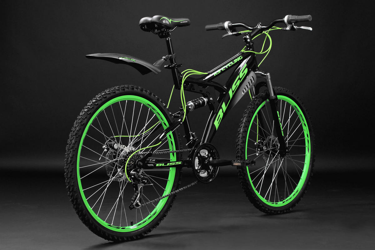 MOUNTAINBIKE 26 Zoll  - Schwarz/Grün, Basics, Metall - KS Cycling