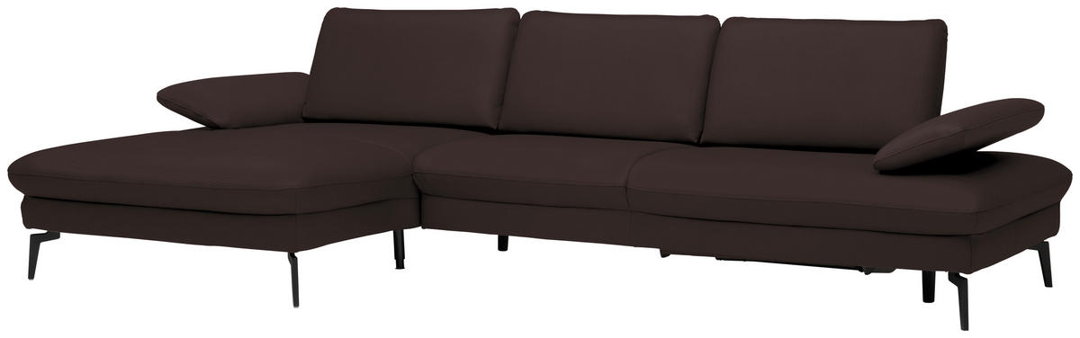 ECKSOFA in Echtleder Braun  - Schwarz/Braun, Design, Leder/Metall (157/325cm) - Dieter Knoll