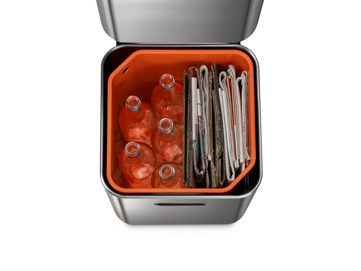 KOŠ ZA SMETI - srebrne barve, Basics, kovina/umetna masa (30/76/36,6cm) - Joseph Joseph