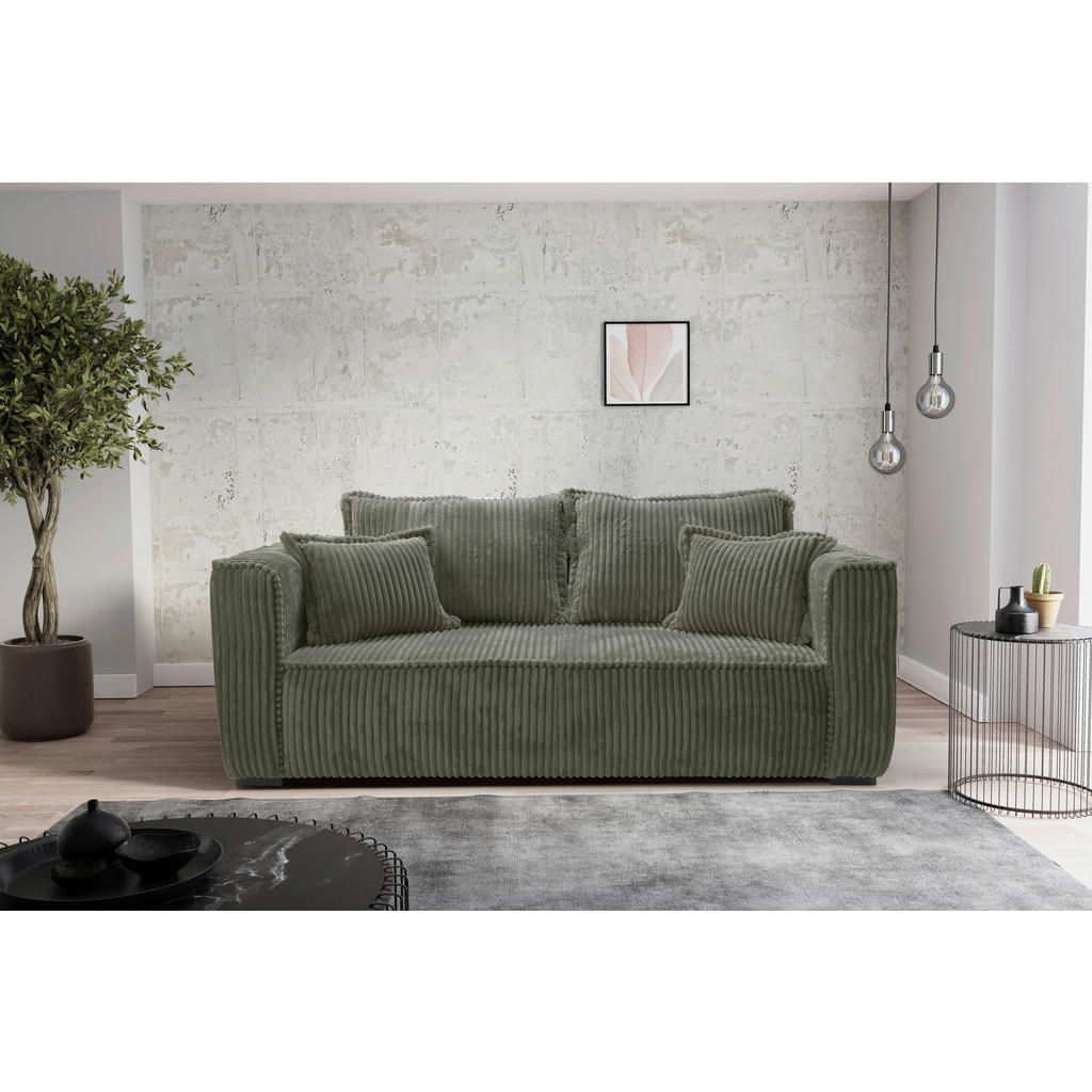 Thumbnail - Mid.you Sofa, Grün, Textil, Kiefer, 2-Sitzer, Füllung: Polyurethan (PUR),Polyurethan (Pur), 223x95x121 cm, Made in EU, W...