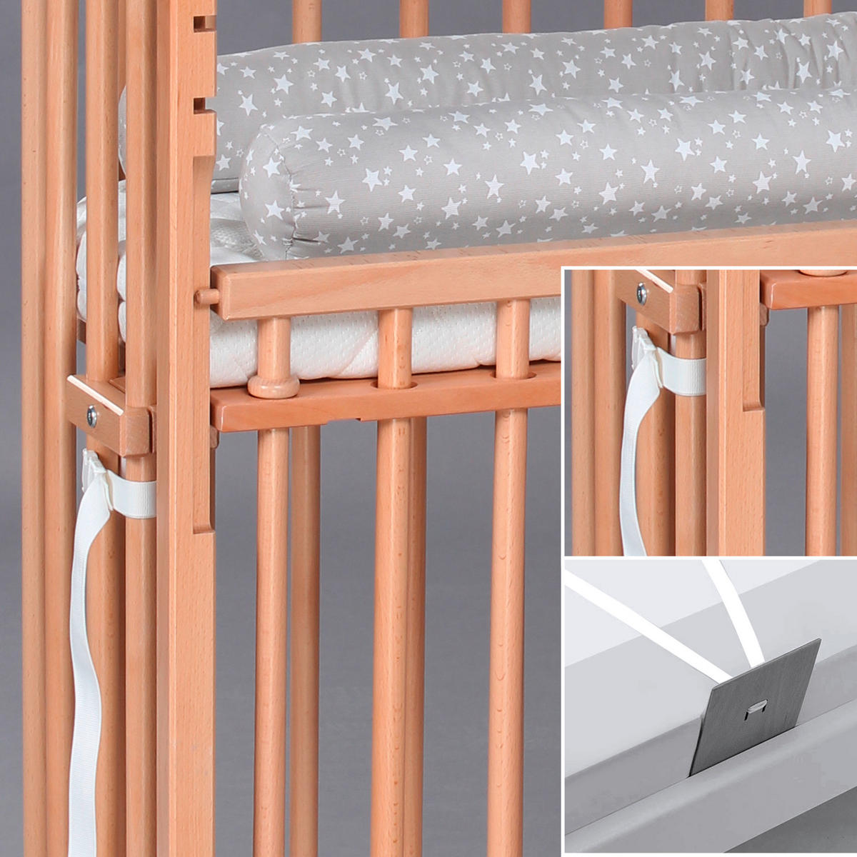 BEISTELLBETT Boxspring Comfort Plus  - Naturfarben, Basics, Holz (56,5/96,5/96cm) - Babybay