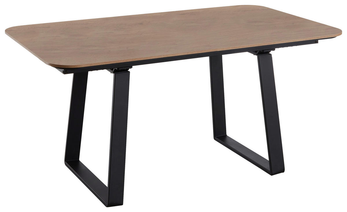 ESSTISCH in Metall, Holzwerkstoff 160/95/76 cm   - Eiche dunkel/Schwarz, Basics, Holzwerkstoff/Metall (160/95/76cm) - Celina Home