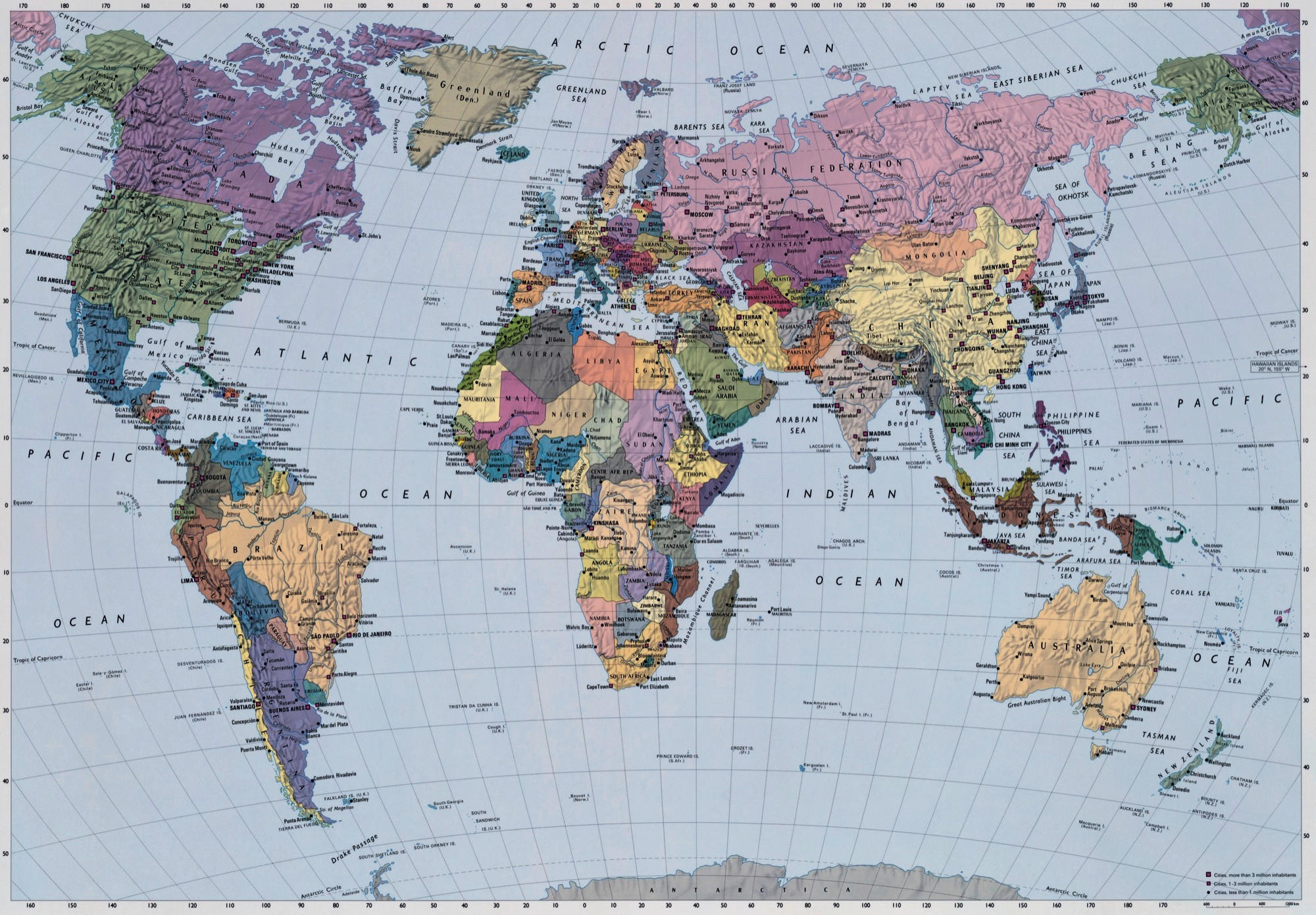 FOTOTAPETE World Map  - Multicolor/Hellblau, Natur, Papier (254/184cm) - Komar