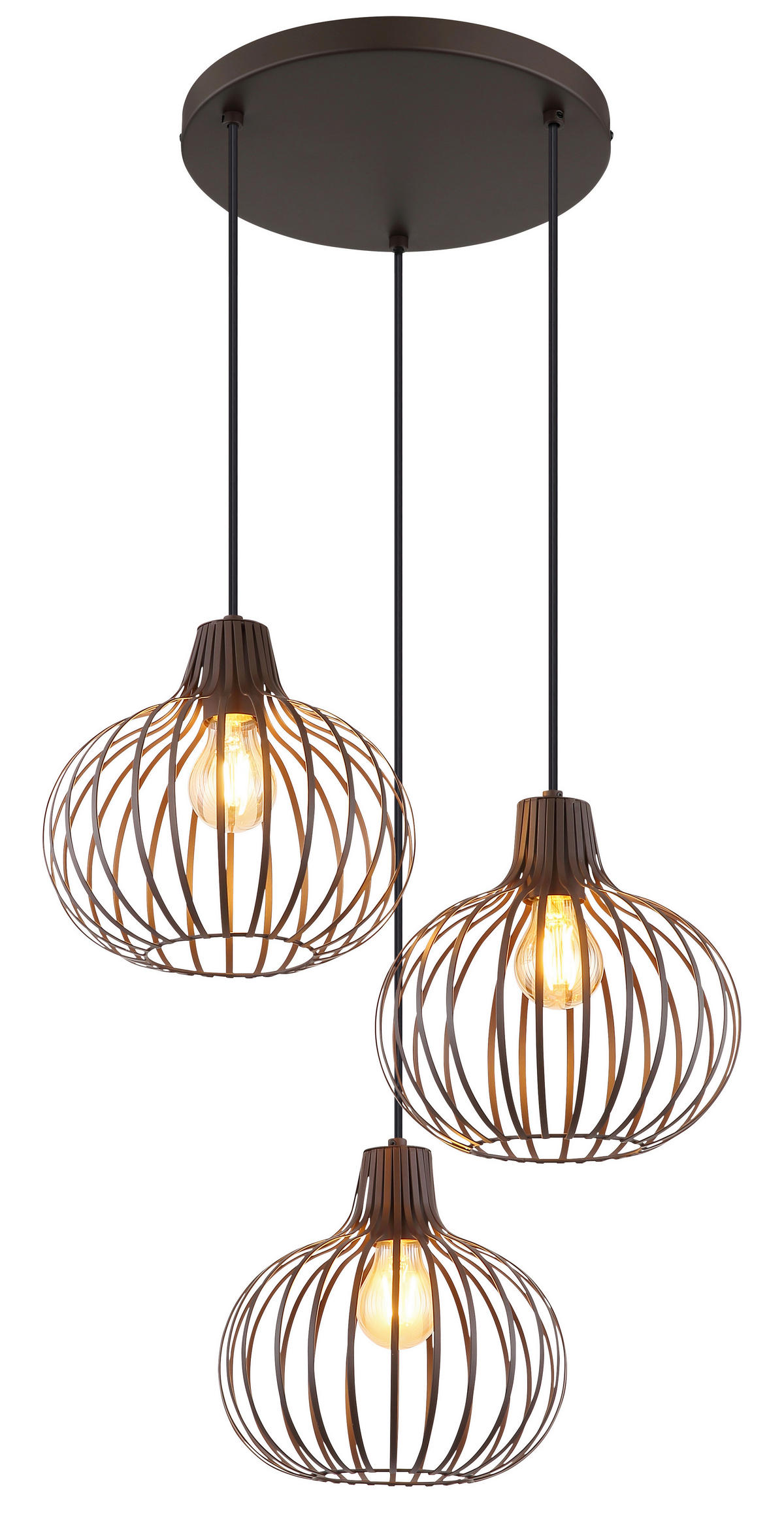 HÄNGELEUCHTE MATEO 50/120 cm   - Rostfarben/Schwarz, KONVENTIONELL, Kunststoff/Metall (50/120cm) - Globo