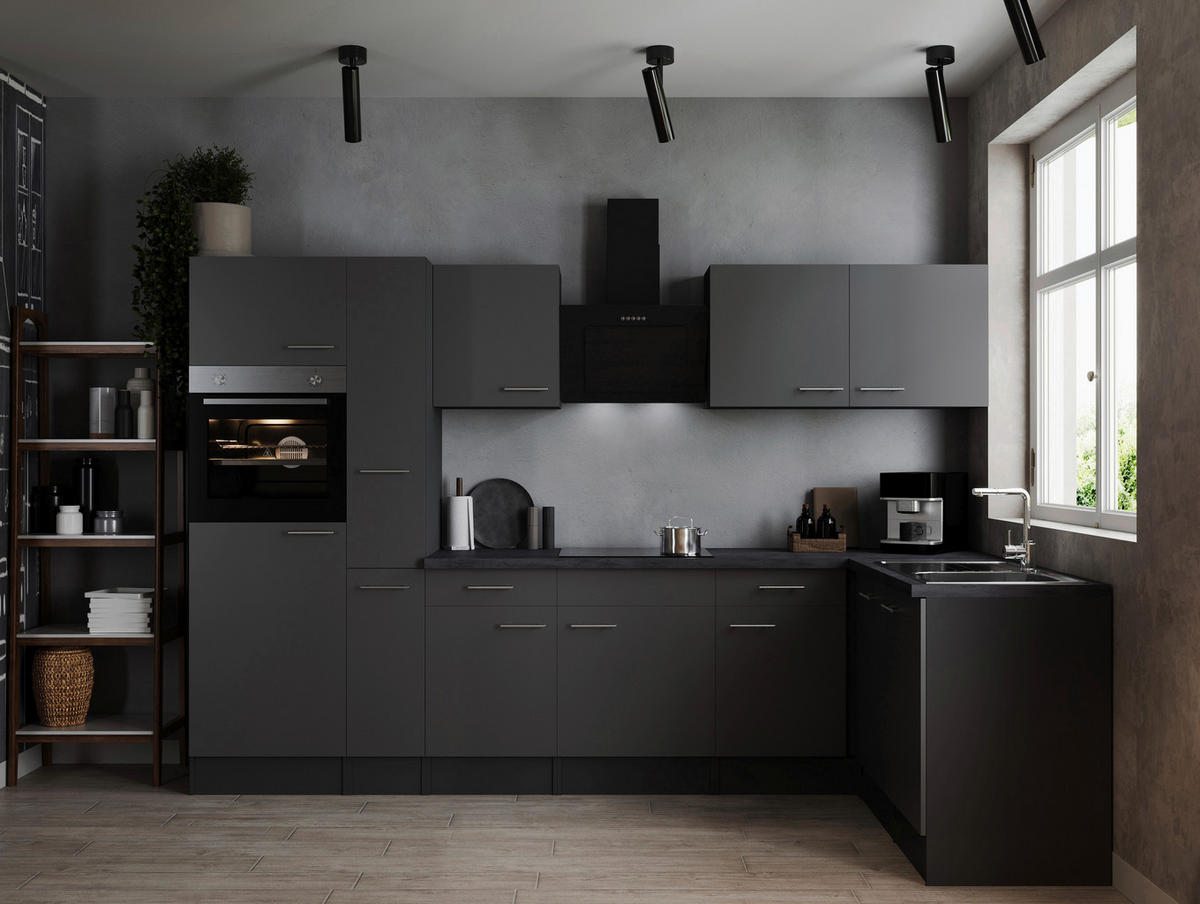 HÖRNKÖK 310/172 cm  i grå  - silver/grå, Design, metall/trämaterial (310/172cm) - Respekta