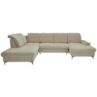 WOHNLANDSCHAFT in Struktur Beigebraun  - Beigebraun/Schwarz, Design, Textil/Metall (270/364/190cm) - Stylife