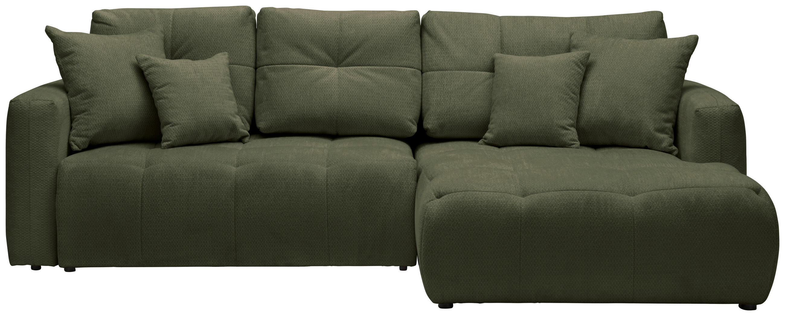 ECKSOFA Dunkelgrün Chenille Zierkissen, Rückenkissen, Bettkasten, Schlaffunktion, Rücken echt, Liegefläche im Originalstoff  - Dunkelgrün/Schwarz, MODERN, Kunststoff/Textil (276/172cm) - Hom`in