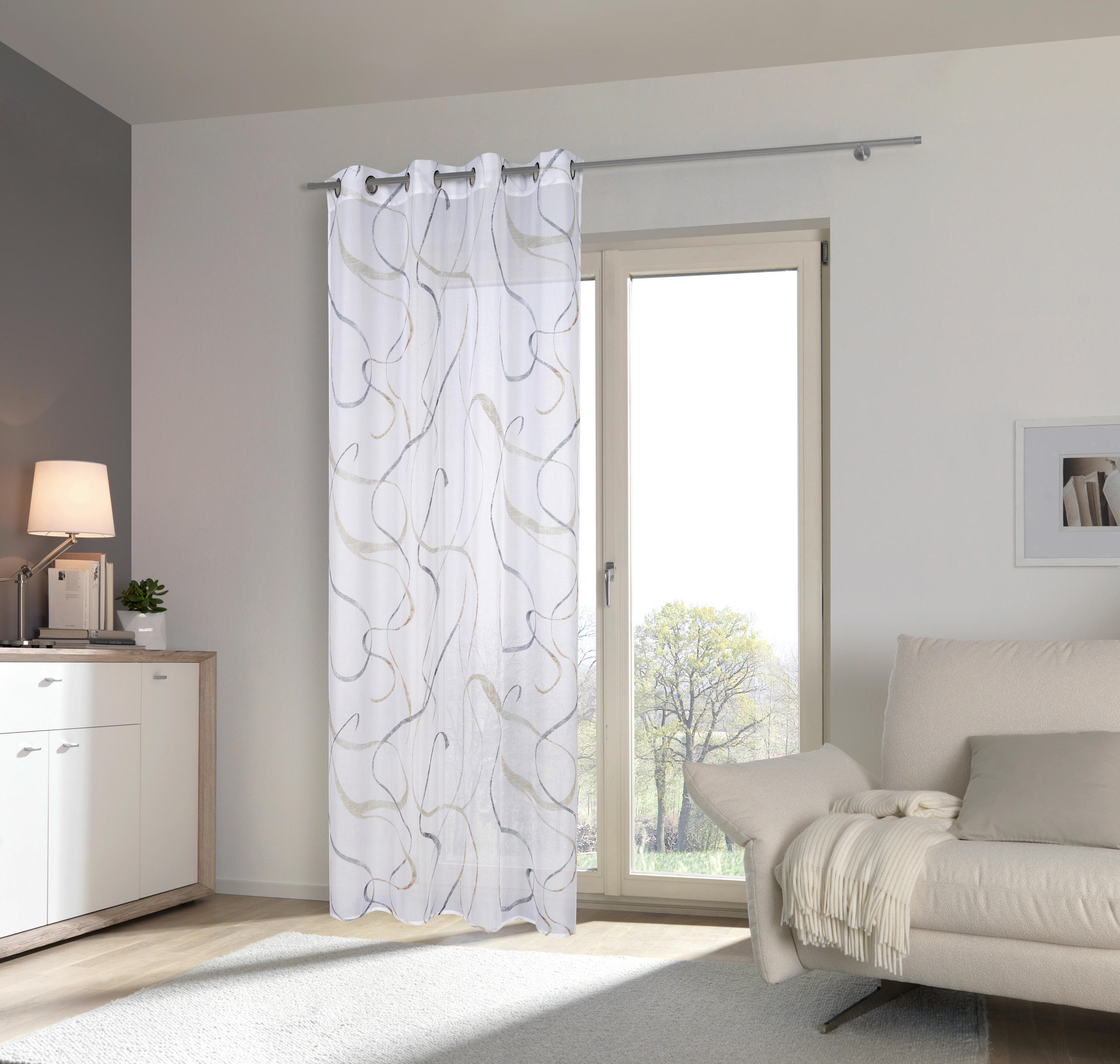 ÖLJETTLÄNGD halvtransparent - beige, Klassisk, textil (140/245cm) - Esposa