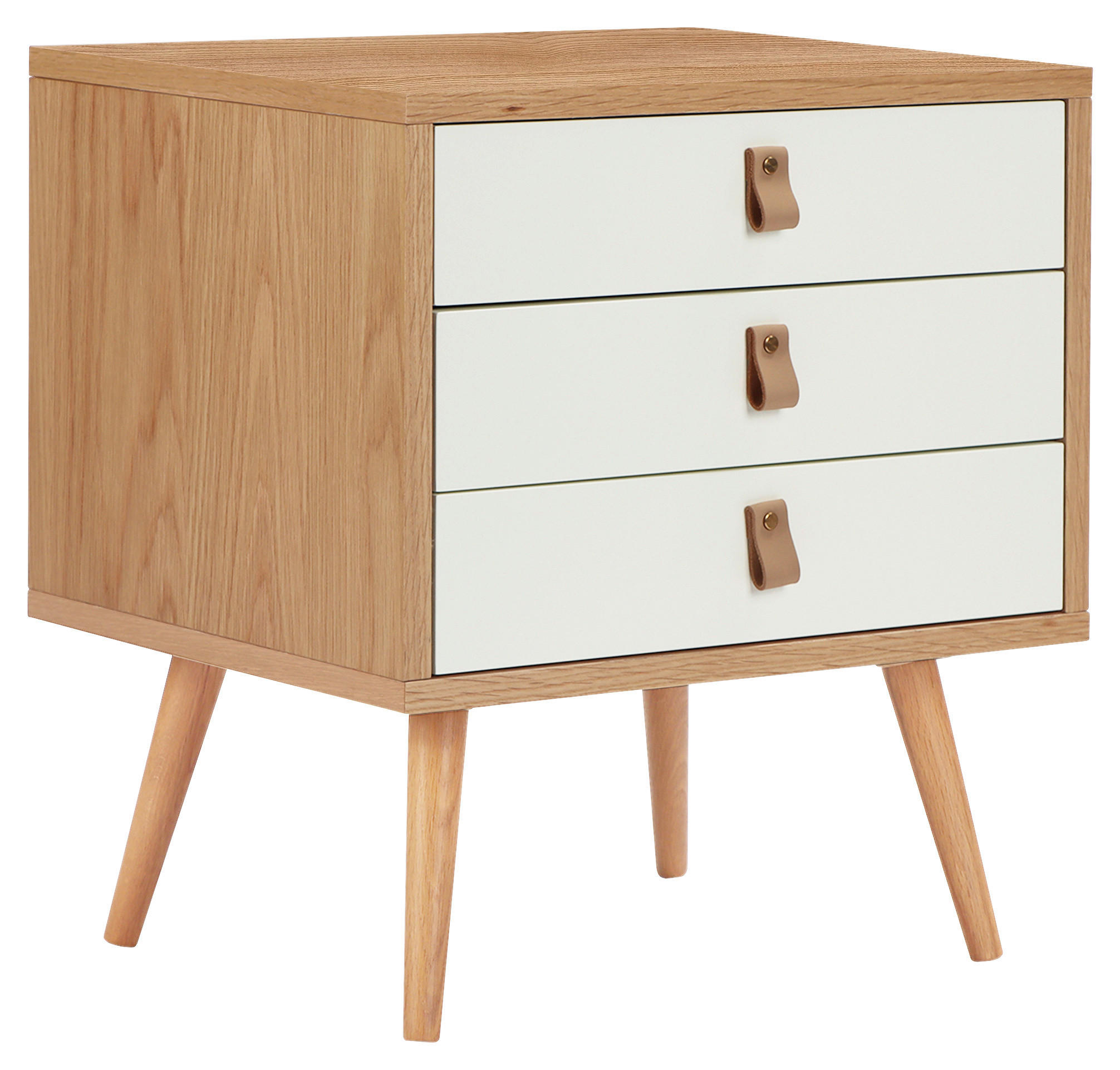 NACHTSCHRANK 50/55/40 cm Eiche furniert, massiv  - Hellbraun/Eichefarben, Design, Holz/Holzwerkstoff (50/55/40cm) - Boxxx