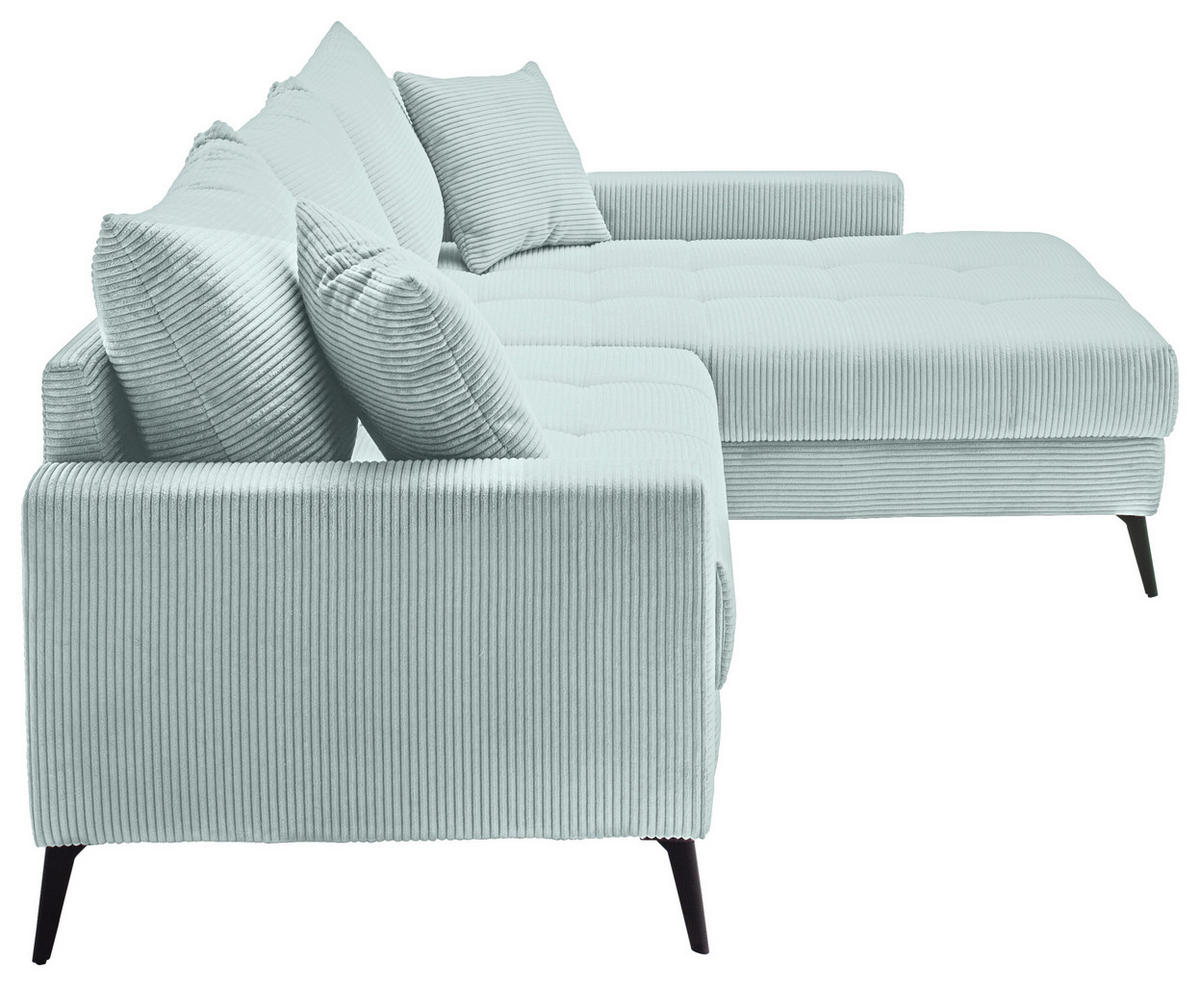 ECKSOFA Blaugrau Cord  - Blaugrau/Schwarz, KONVENTIONELL, Textil/Metall (280/173cm) - Hom`in