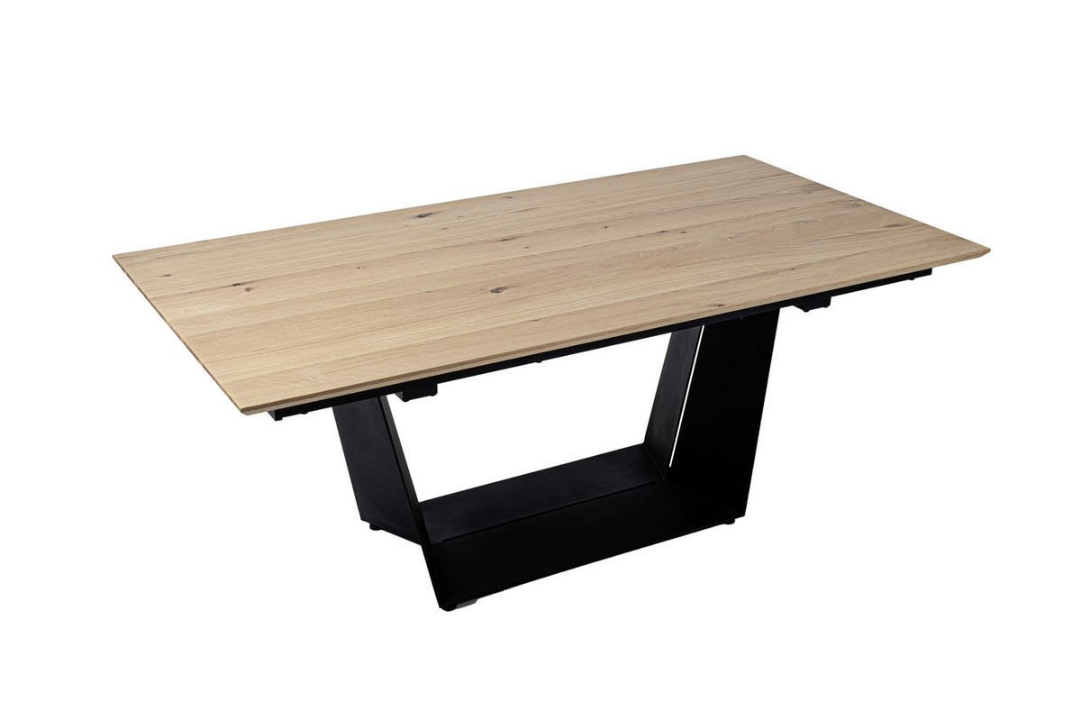 ESSTISCH in Holz, Metall, Holzwerkstoff 190-255/100/76 cm  - Eichefarben/Schwarz, MODERN, Holz/Holzwerkstoff (190-255/100/76cm) - Valdera