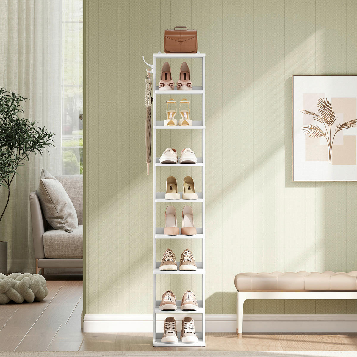 SCHUHREGAL Weiß  - Weiß, Trend, Holzwerkstoff (26,4/147/30cm) - Boxxx