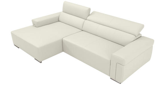 ECKSOFA DUA in Echtleder Weiß  170/293 cm  - Chromfarben/Weiß, Design, Leder/Metall (170/293cm) - Novel