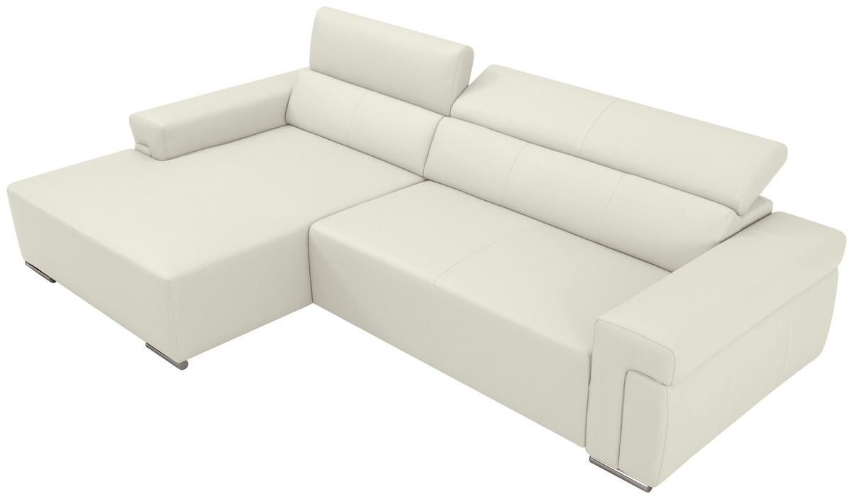 Ecksofa inkl. Funktion DUA Weiß Echtleder  - Chromfarben/Weiß, Design, Leder/Metall (170/293cm) - Novel