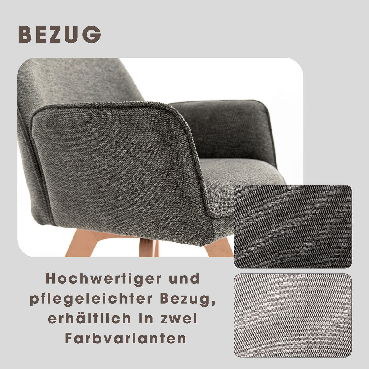 STUHL-SET Webstoff Anthrazit, Buchefarben Buche  - Anthrazit/Buchefarben, MODERN, Holz/Textil (57/89/61cm) - MID.YOU