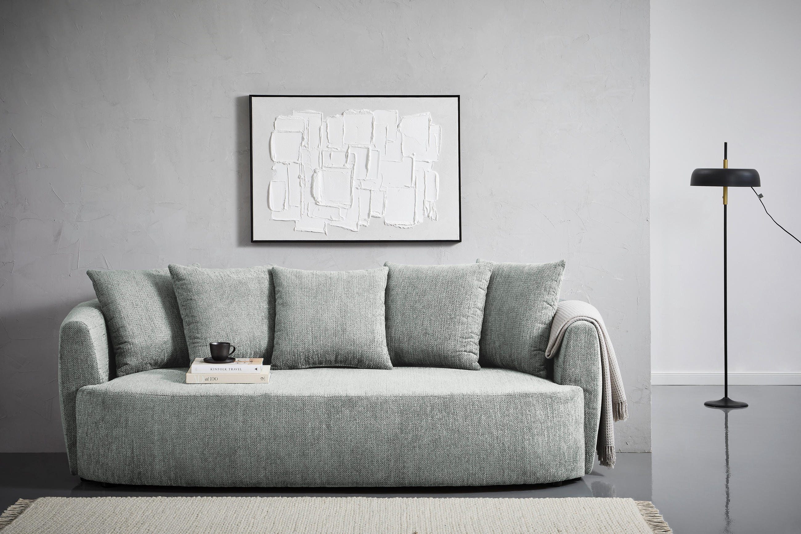 SCHLAFSOFA Chenille Grau  - Schwarz/Grau, KONVENTIONELL, Kunststoff/Textil (238/74/107cm) - Carryhome