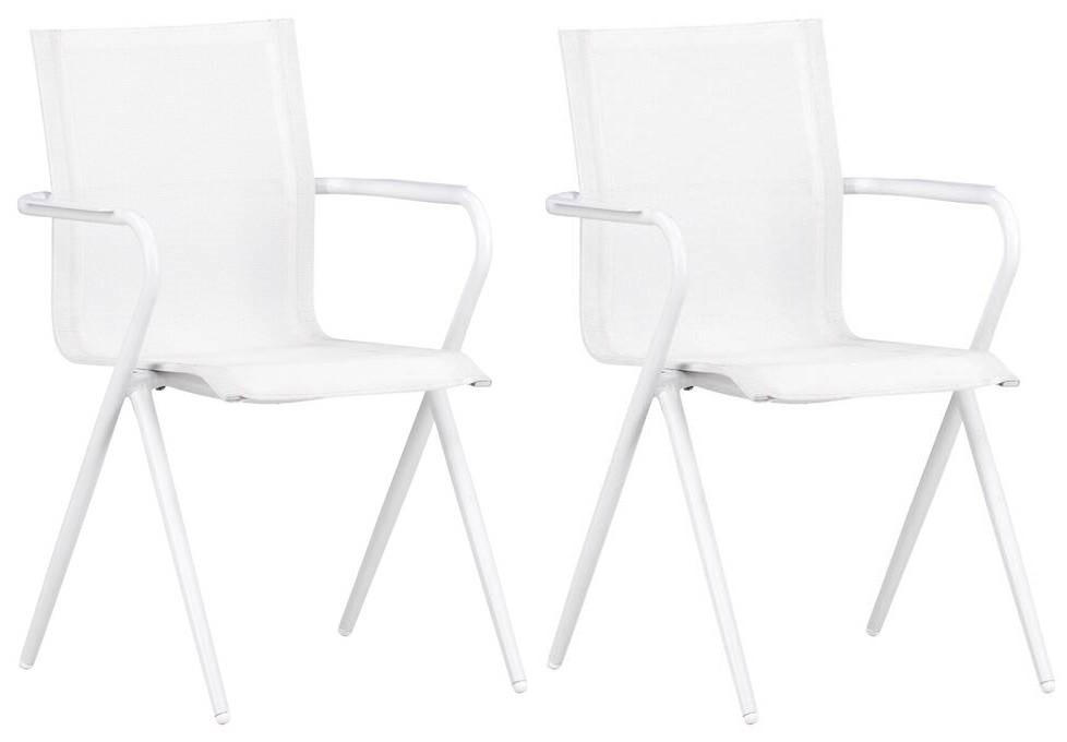 Stapelsessel 2er-Set - Weiß, KONVENTIONELL, Metall (58/86/63cm) - Gardenson